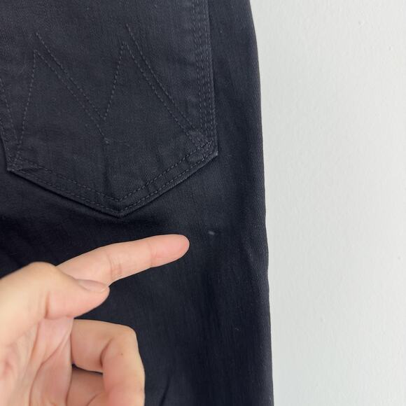 Mother Jeans Womens 27 Black The Looker Ankle Fray Distressed Raw Hem - Picture 8 of 13